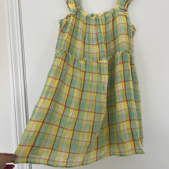 Anthropologie NWT‎ Tiered Plaid Ruffle Mini Dress Yellow Women's Size XS Summer - Picture 4 of 10